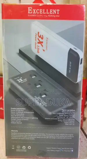 Power Bank Excellent Ex-056. 12000mah Fast 3x Link