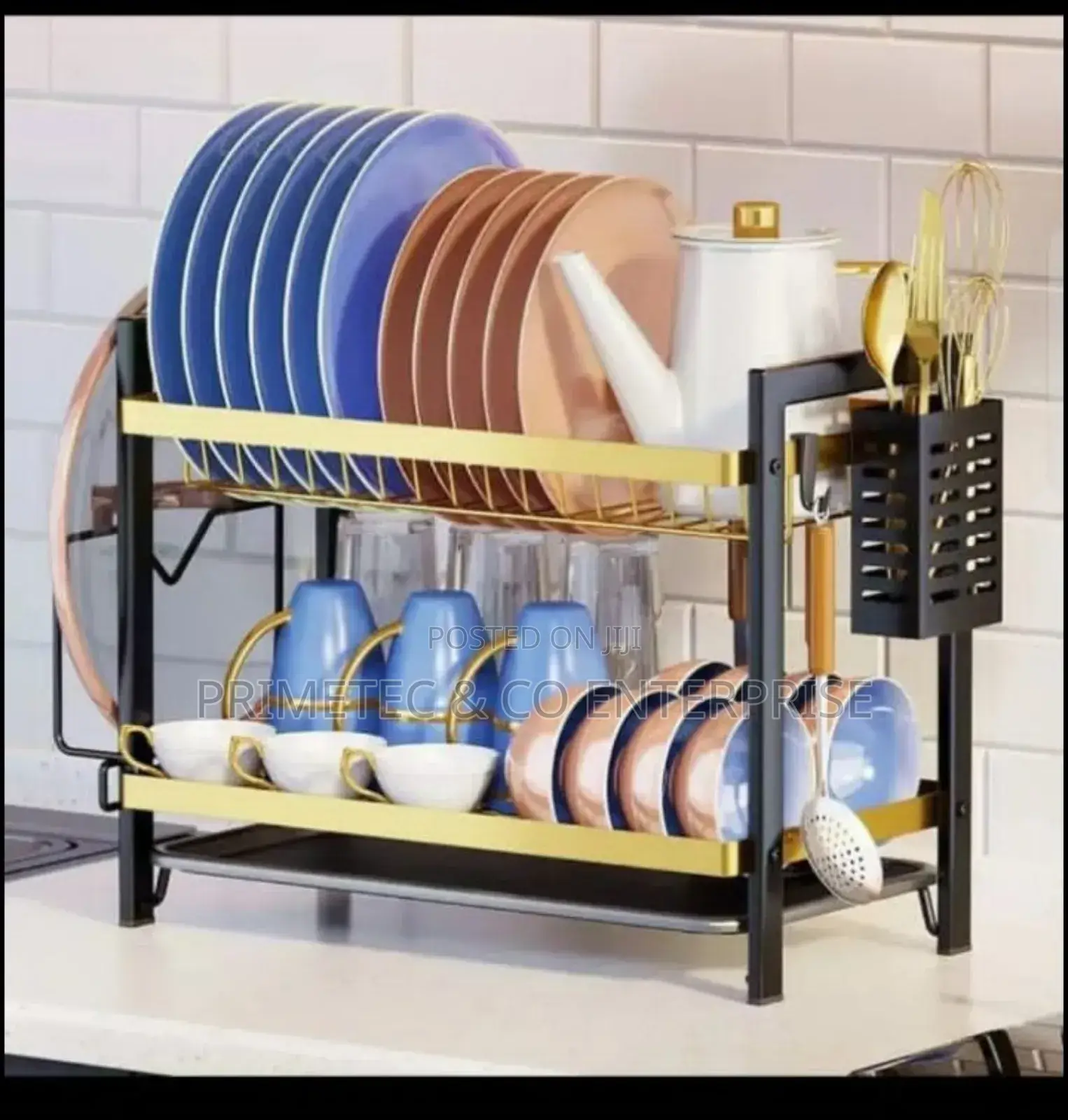 2layer Advanced Black and Gold Kitchen Rack