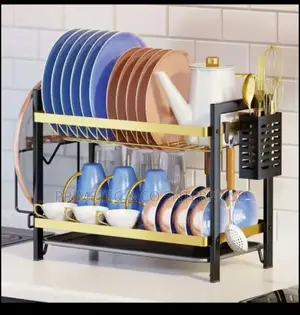 2layer Advanced Black and Gold Kitchen Rack