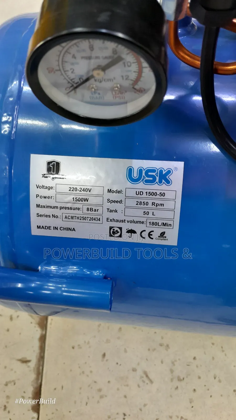Usk 50l Direct Electric Compressor