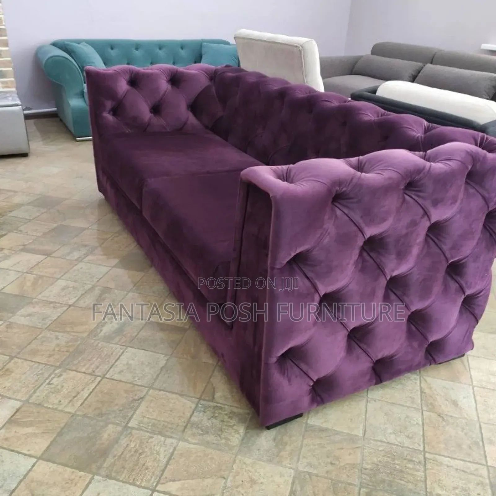3-Seater Chesterfield Sofa in Deep Pink