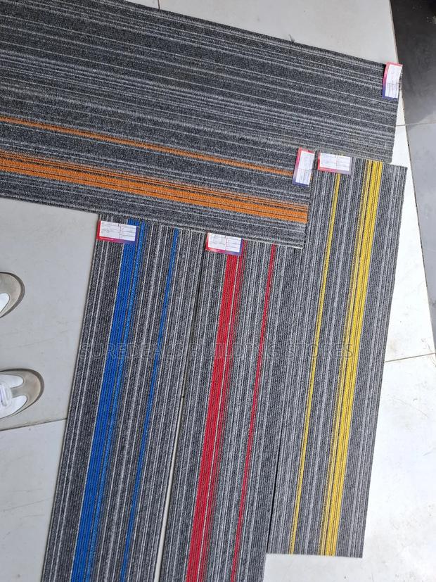 Black With Blue Stripped Commercial Carpet Tiles - thumbnail 2