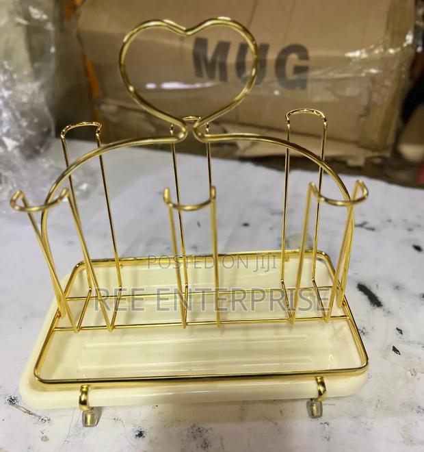 Golden Glass Holder Eith Tray Rec - main view