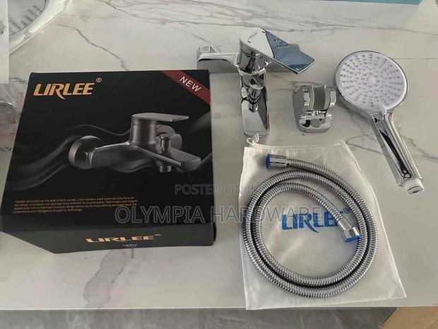 Silver Bath Mixer + Telephone Shower