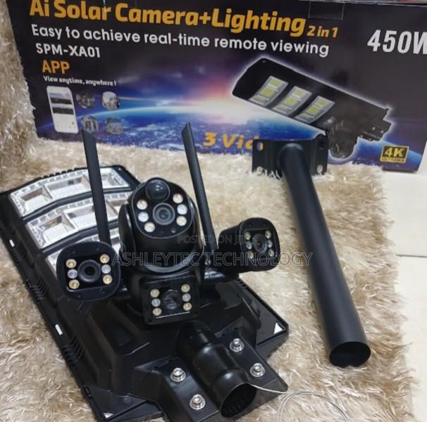 450watts All-in-One Solar Streetlight 4g PTZ Ai 5mp Camera