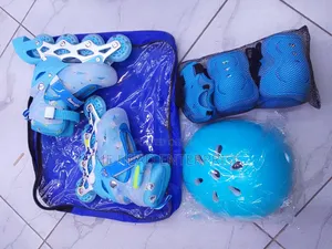Light Blue_pure Rubber Wheels Skates Flashing Lights