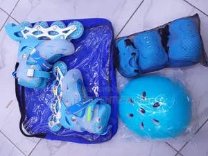 Light Blue_pure Rubber Wheels Skates Flashing Lights