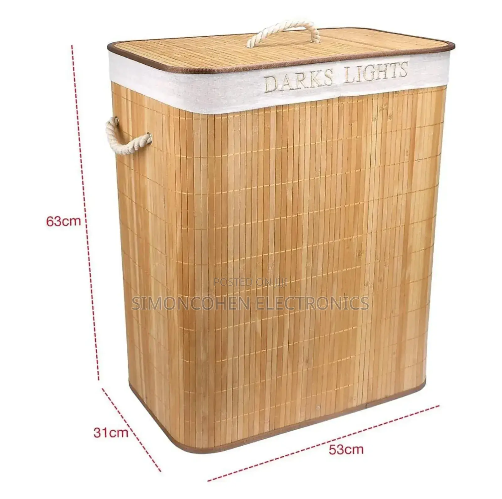 100l Bamboo Laundry Basket With Flip Lid