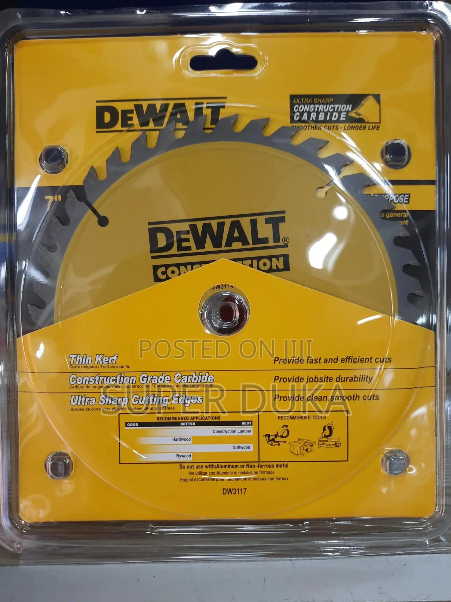 Circular Saw Blade.7 Inch Dewalt.Construction Grade Carbide