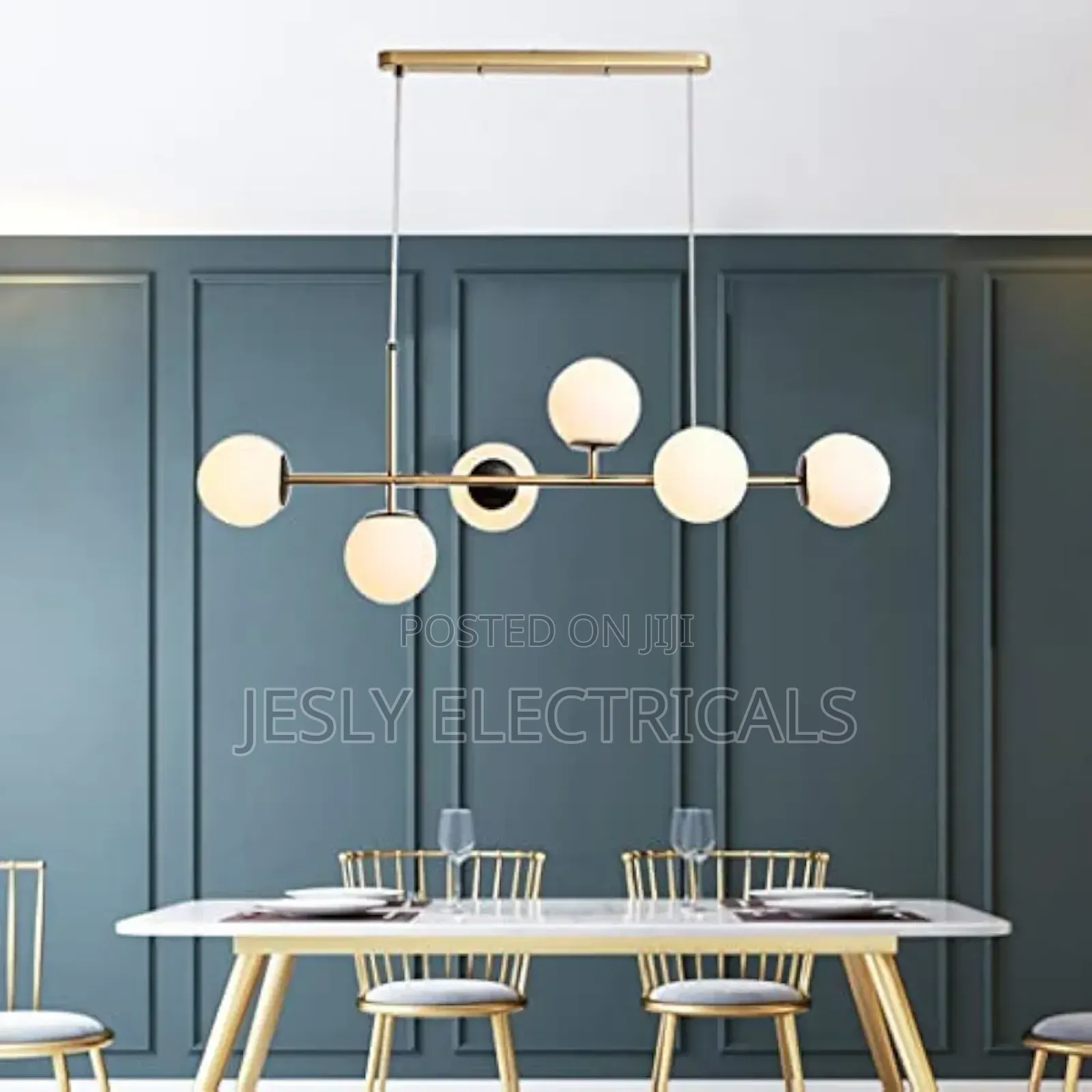 Sstanglu Modern Glass Globe Chandelier Lighting 6-Light