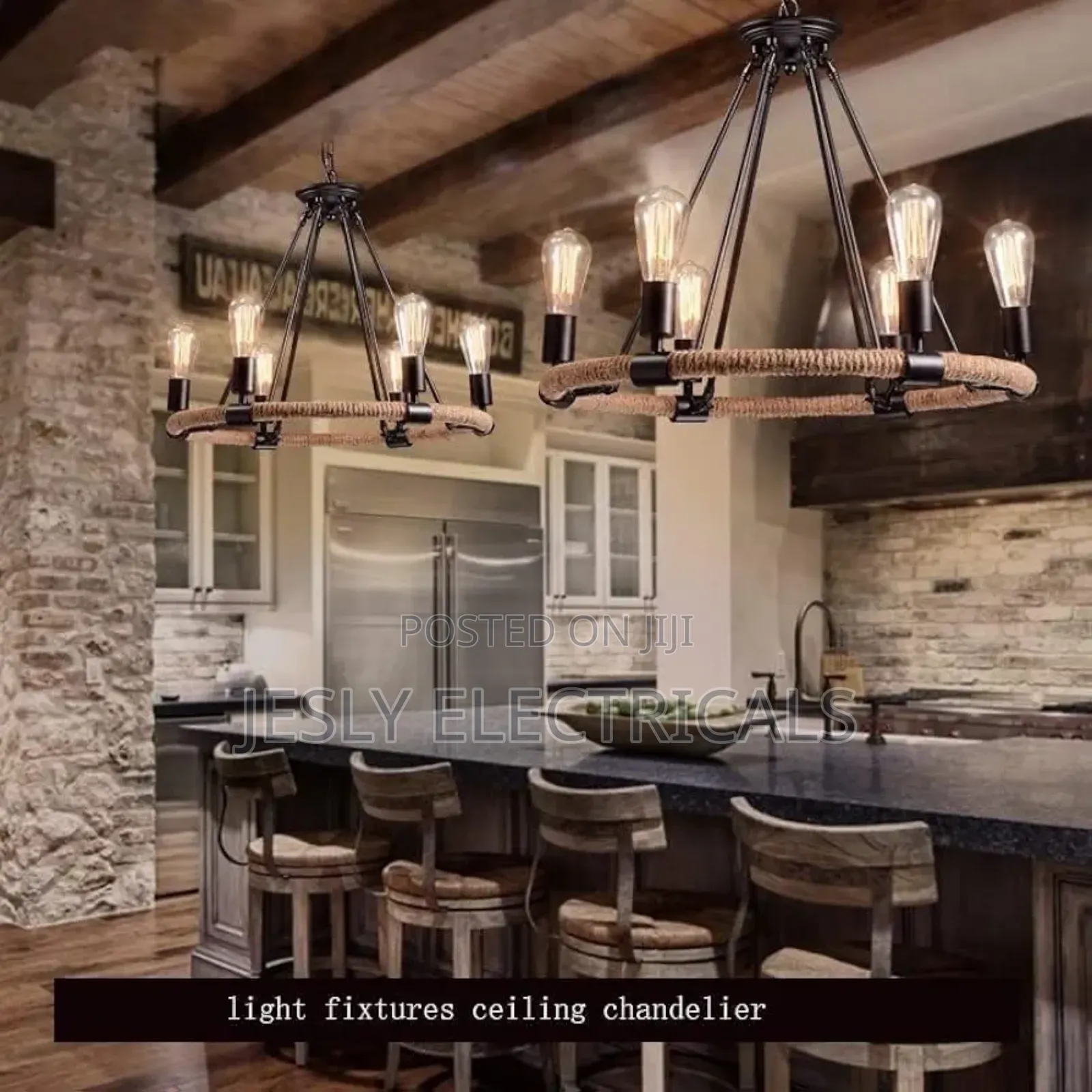 Industrial Black Chandelier Lighting Fixture