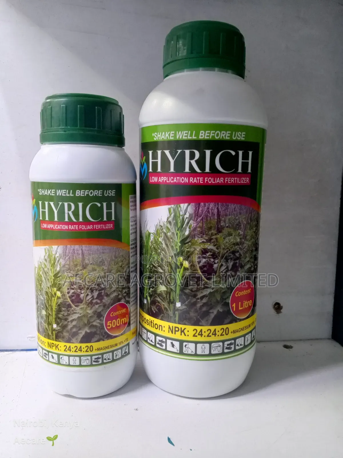 Hyrich Foliar Fertilizer 24:24:20 + Te 500ml, 1litre