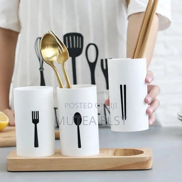 3 Pcs Cutlery Organizer With Oak Base. - thumbnail 3