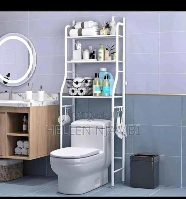 Over-the-Toilet Storage Rack With Towel Hangers