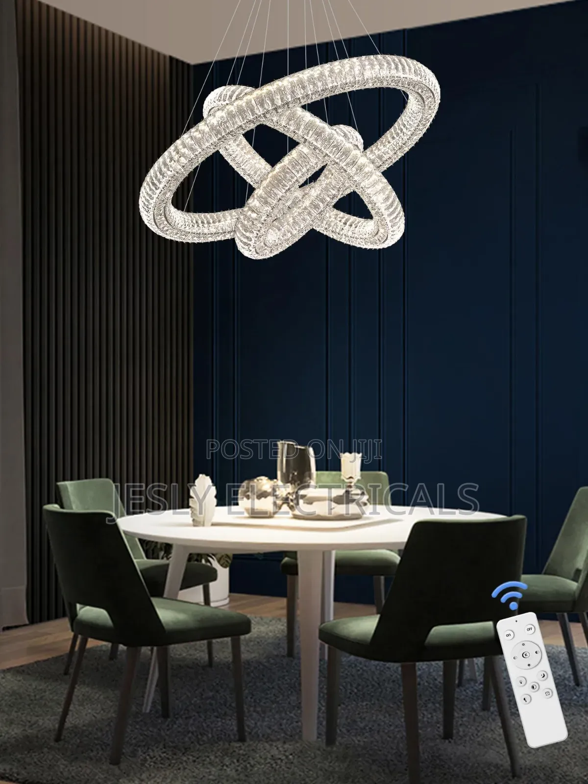 3-Ring Silver Crystal Chandeliers for Living Room