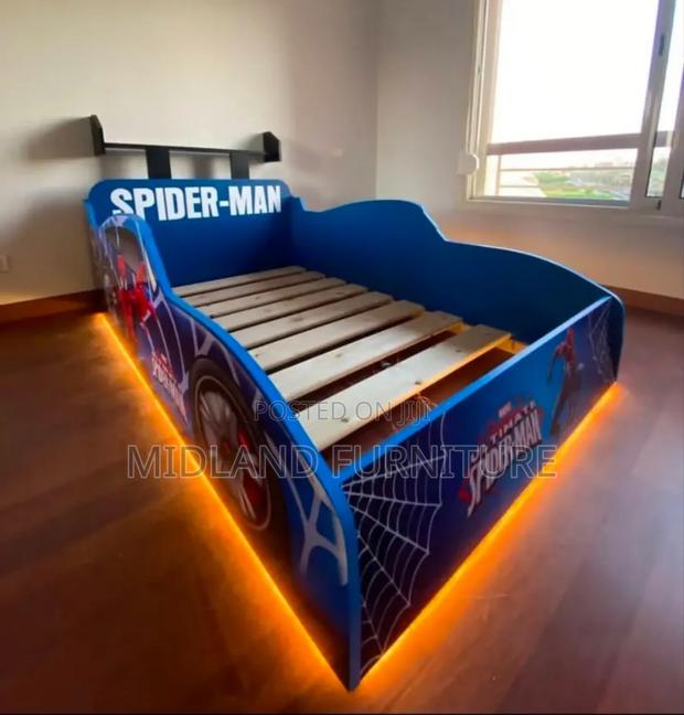 Spiderman Car- Themed Bed for Kids With Lights - thumbnail 2