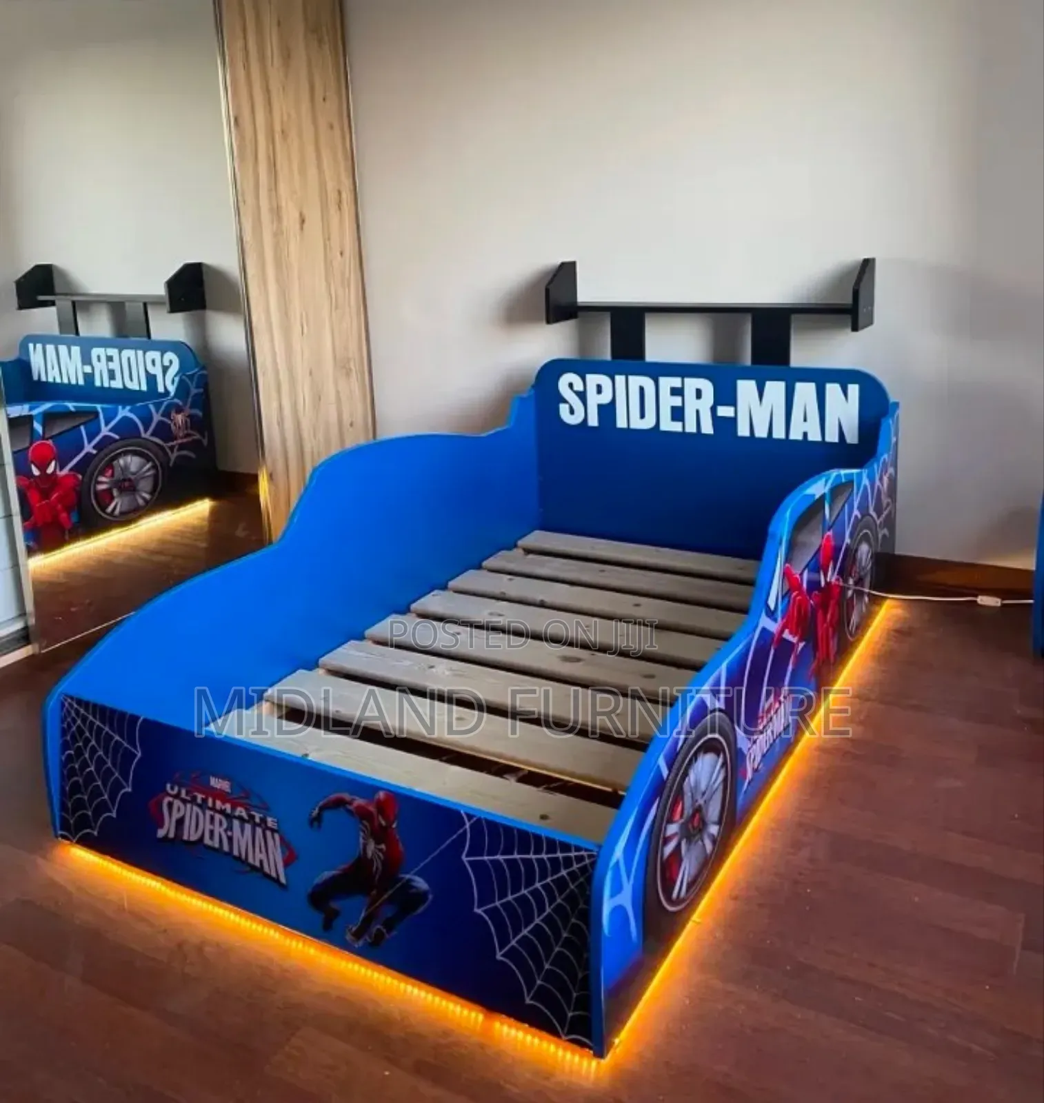 Spiderman Car- Themed Bed for Kids With Lights