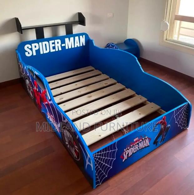 Spiderman Car- Themed Bed for Kids With Lights - thumbnail 5