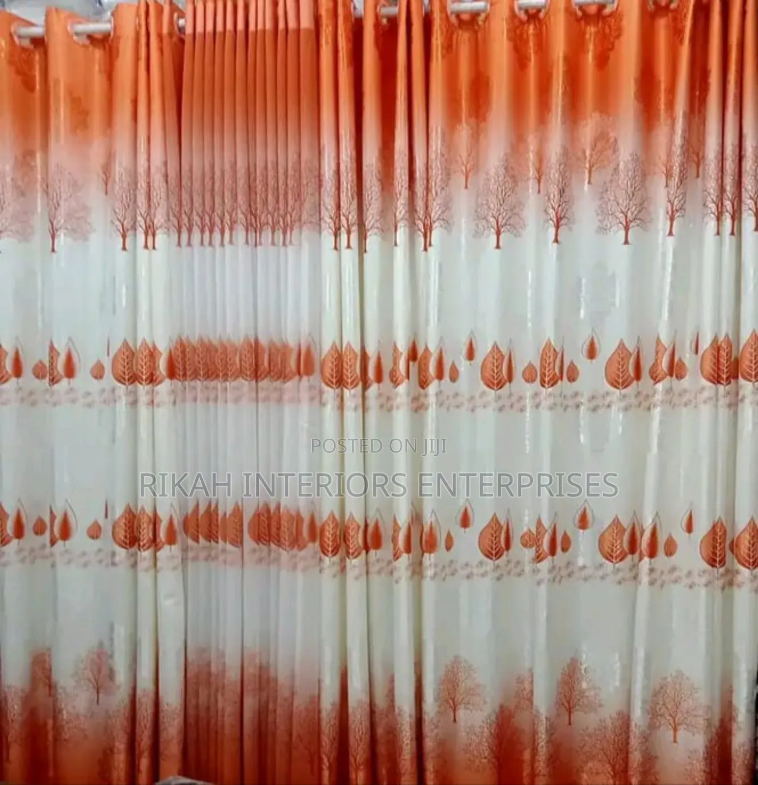 Orange and White Floral Curtains