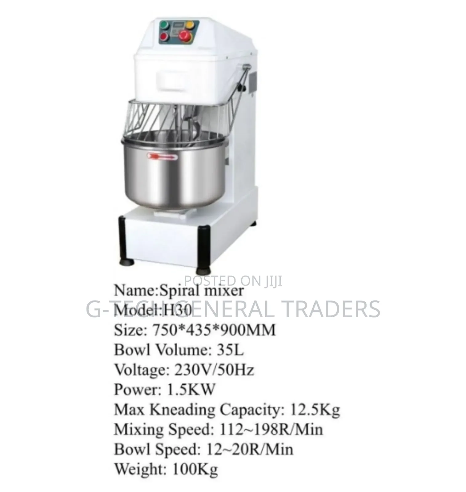 Commercial Spiral Mixer 35l Bowl 1.5kw