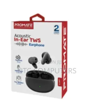 Promate Compact Bluetooth V5.1 TWS Ipx5 Earphones, Black