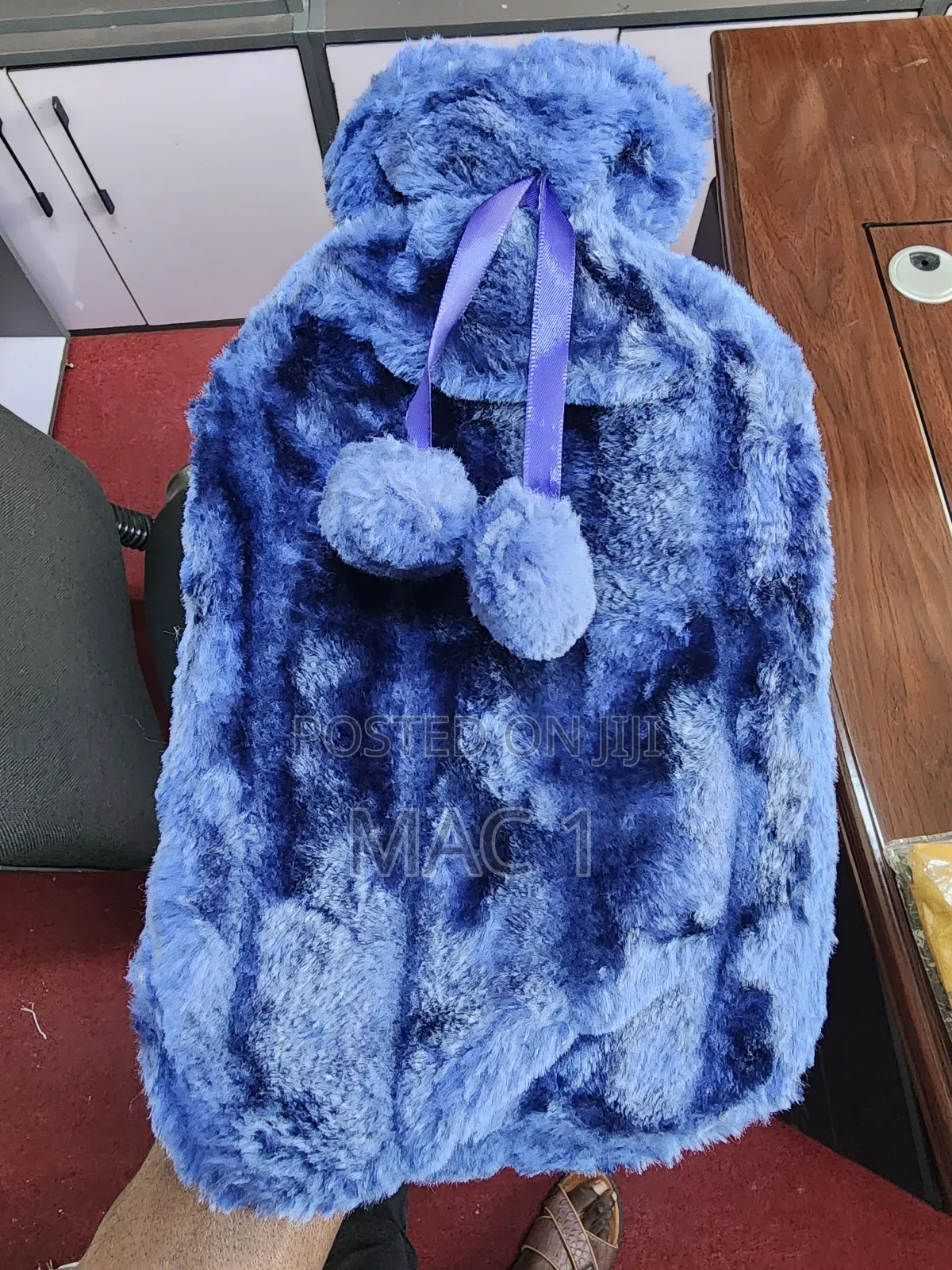 Blue Faux Fur Hot Water Bottle 2ltrs