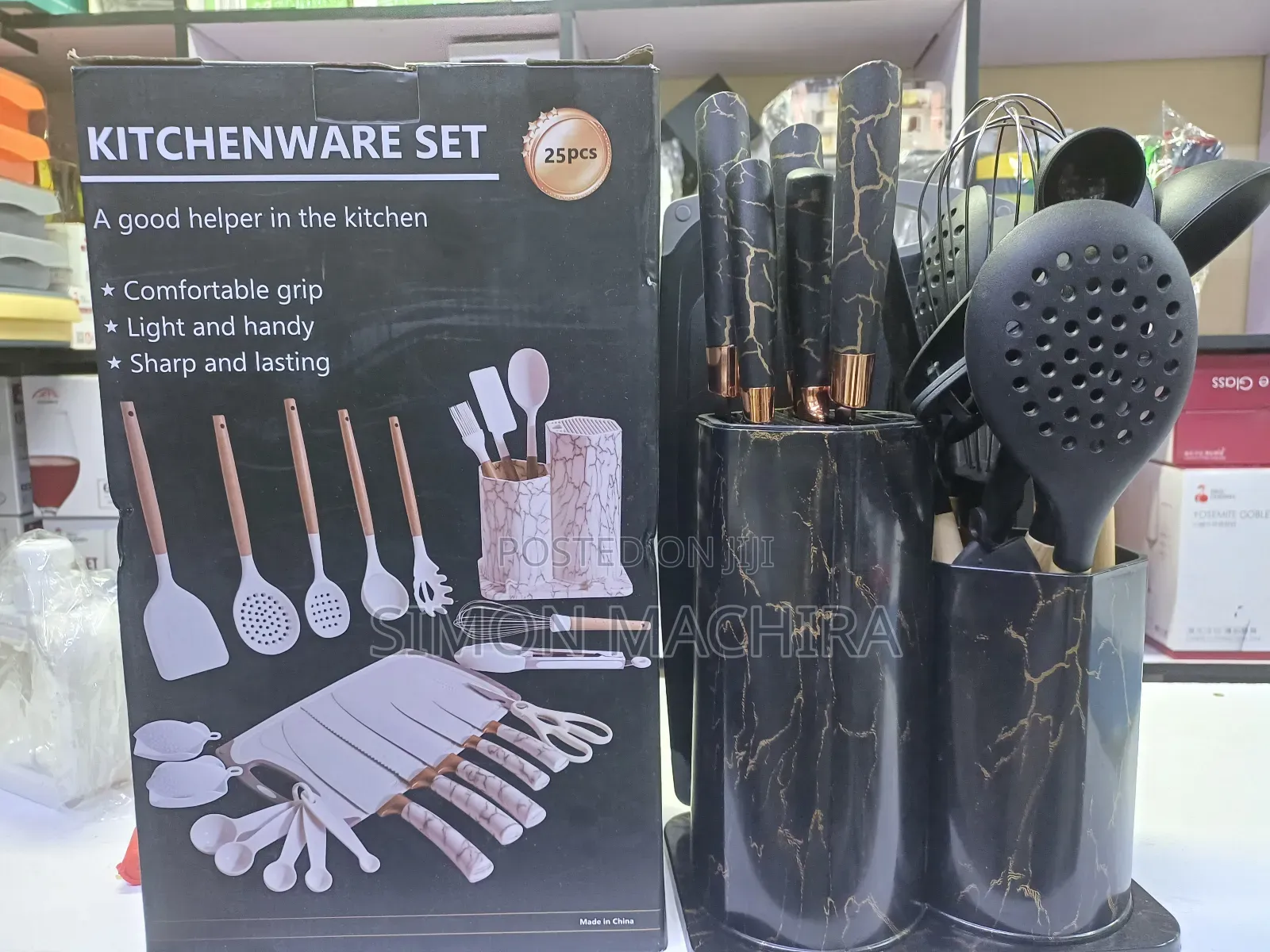 25pcs Silicone Kitchenware Cooking Set Marble Black or White