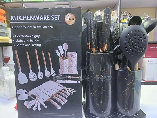 25pcs Silicone Kitchenware Cooking Set Marble Black or White
