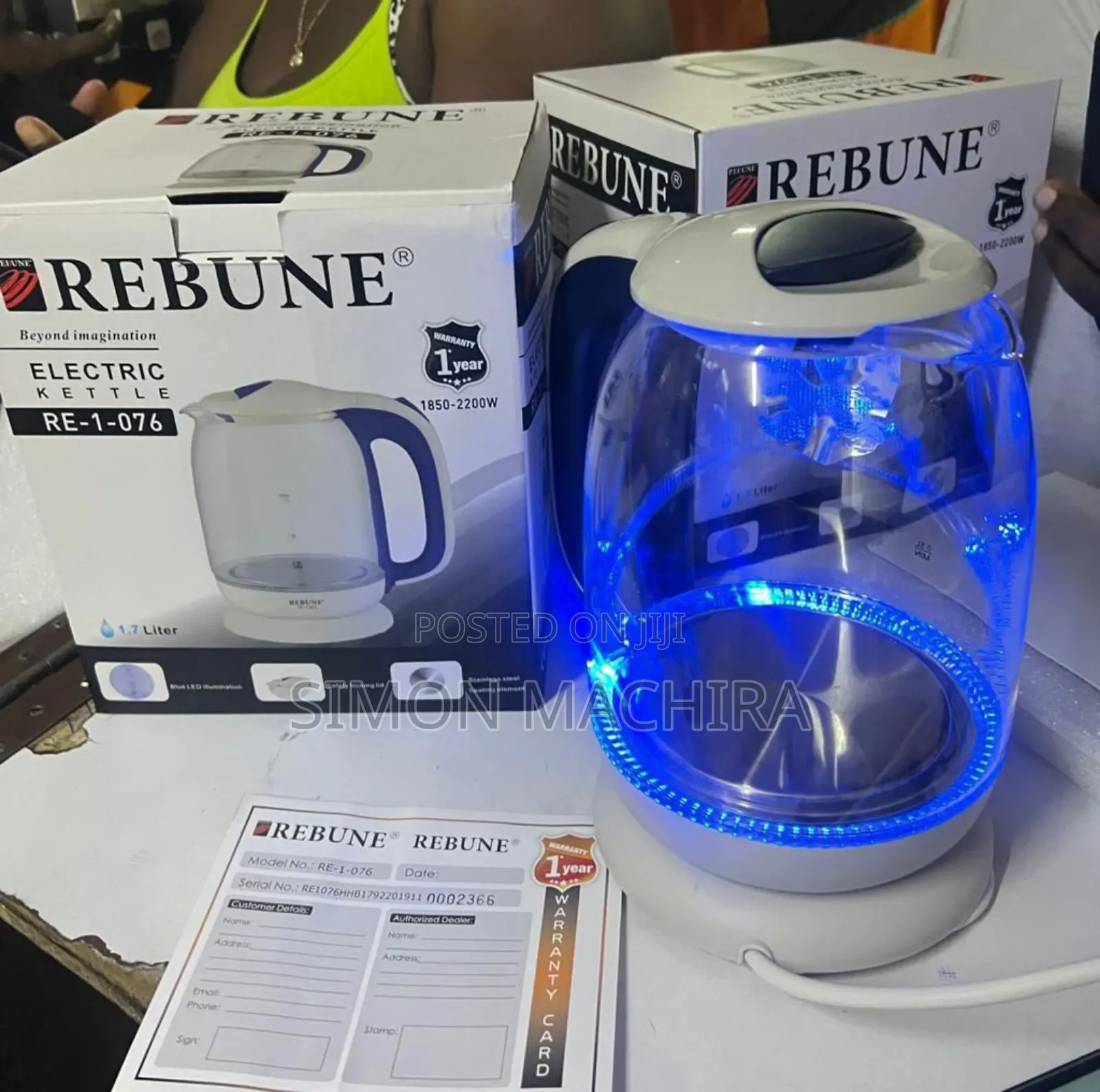 Tempered Glass 1.7l Rebune Electric Kettle