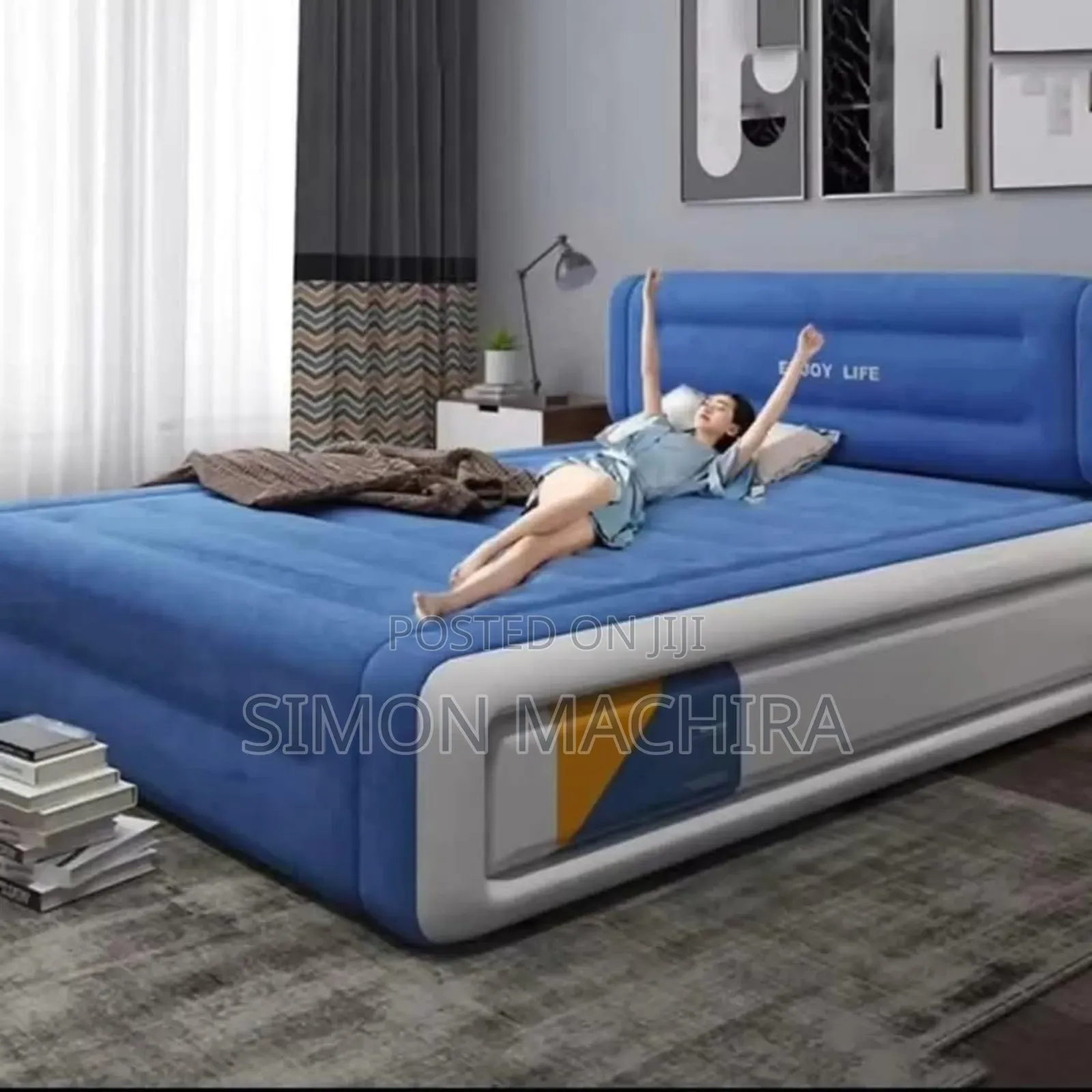 Big Size 203*152*36cm 5*6 Inflatable Air Bed With Head Rest