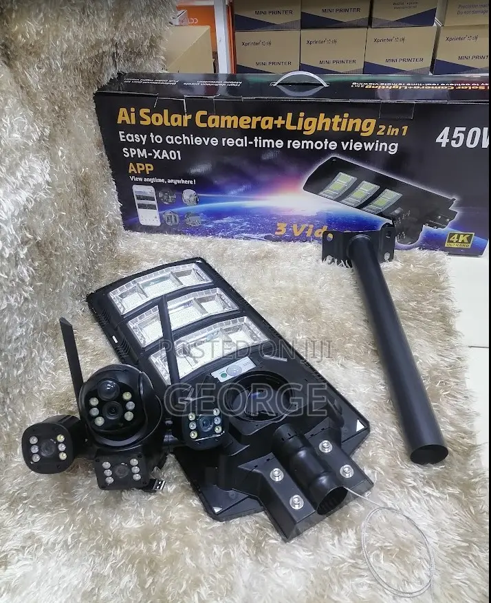 Best<<450w V380 Solar Camera Wifi Street Light With CCTV