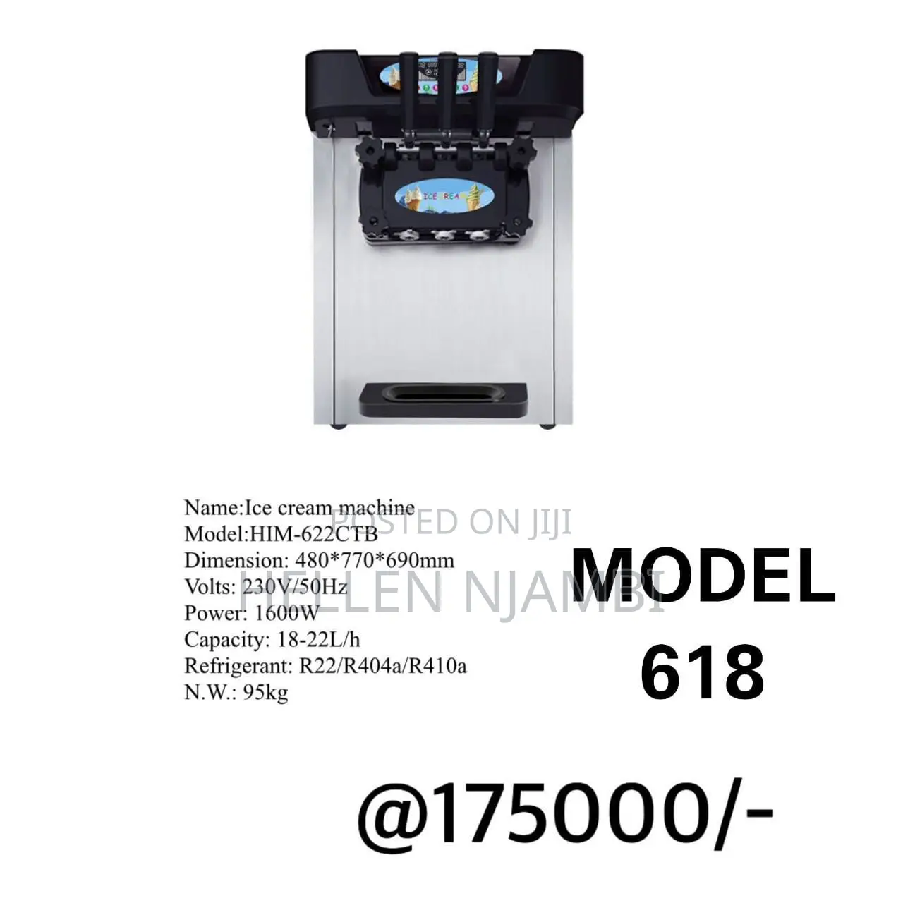 Ice Cream Machine 1600w (18-22l/H)