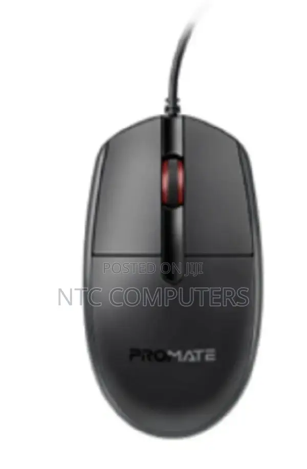 Promate 3 Button Wired Optical Mouse With 1200dpi, 1.5m Cab