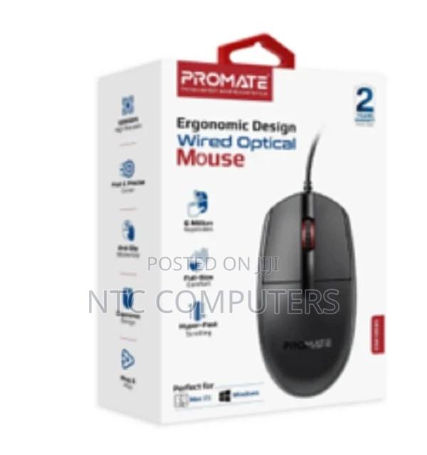 Promate 3 Button Wired Optical Mouse With 1200dpi, 1.5m Cab - thumbnail 2