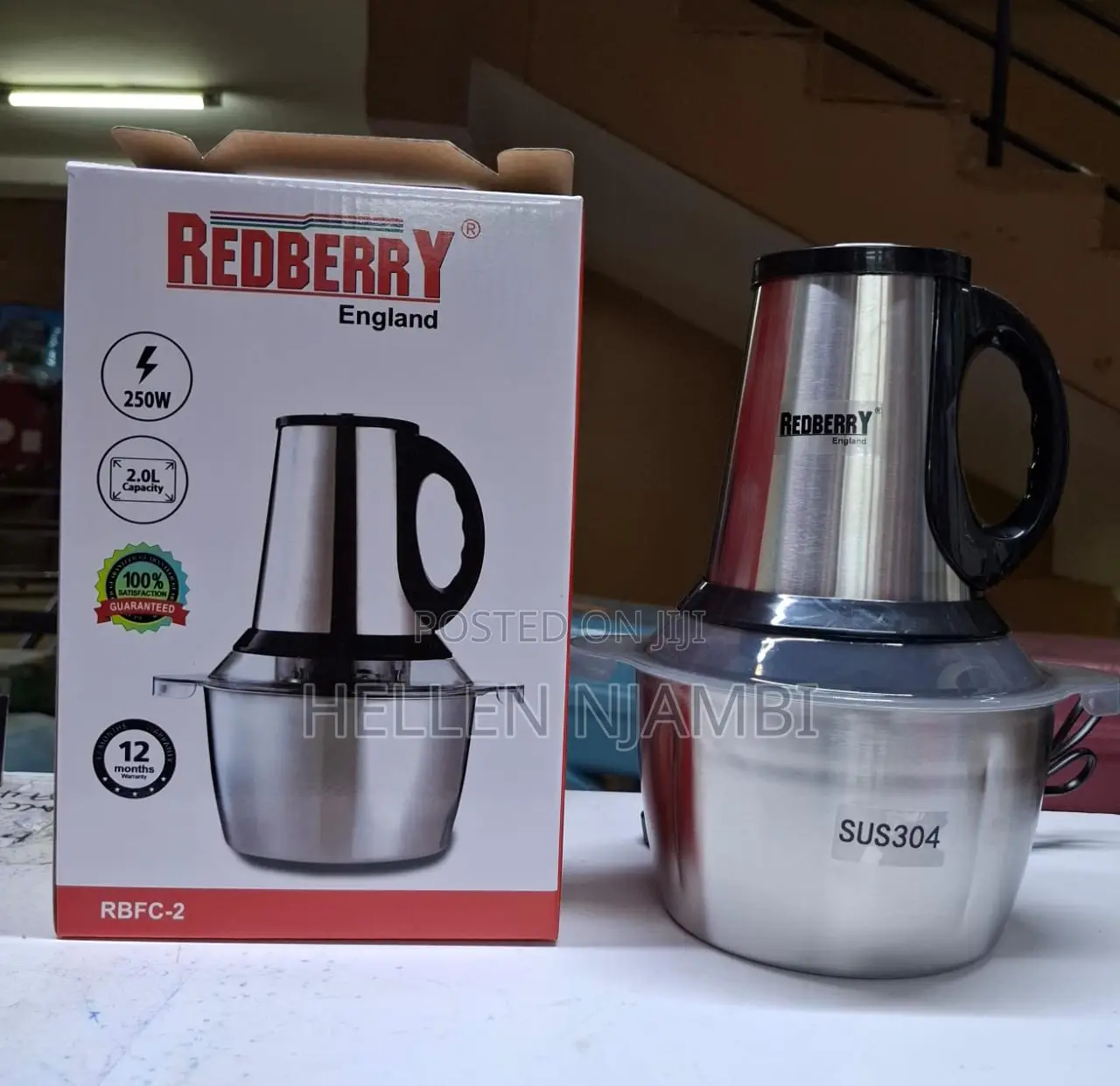 Redberry 250w 2ltrs Stainless Steel Food Chopper