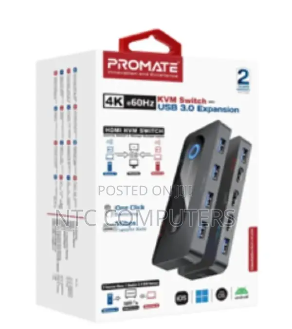 Promate at 60hz KVM Switch W/ Built in Usb Hub, With 2 *