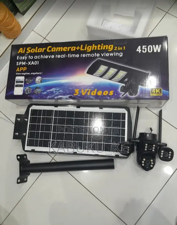 V380 Pro Dual Lens Ai Solar Camera + Floodlight 2 in 1
