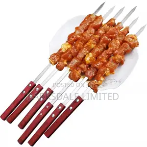 60cm X 1cm BBQ 4 PCS Barbecue Stainless Steel Kebab Skewers