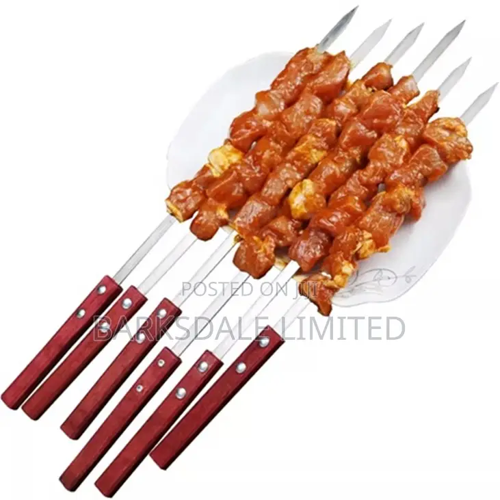 60cm X 1cm BBQ 4 PCS Barbecue Stainless Steel Kebab Skewers