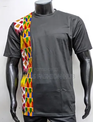 Men Ankara Black T-shirt Size 3xl