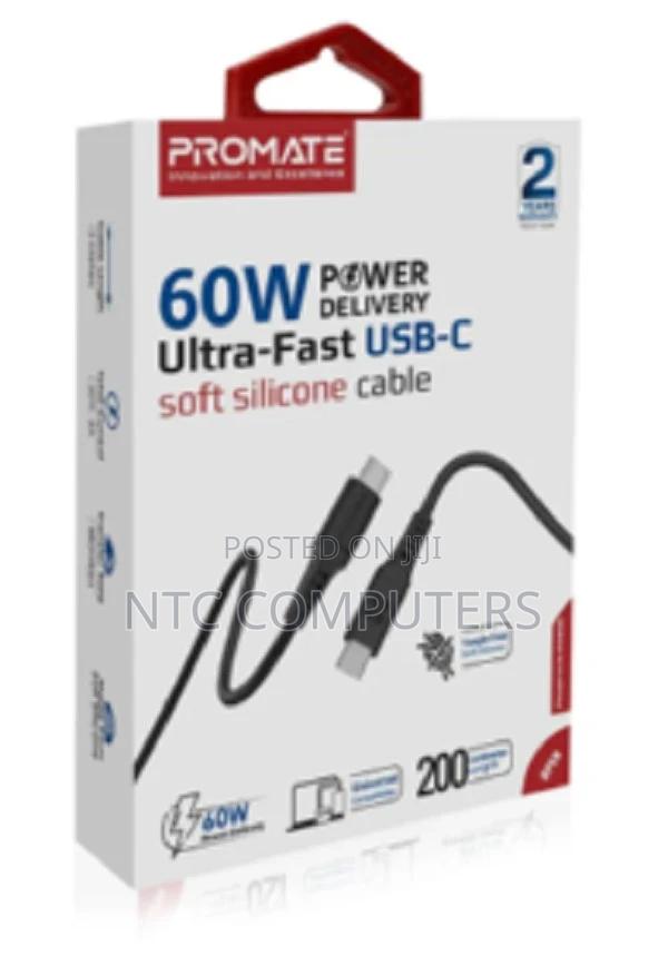 Promate 60w Usb-C to Usb-C Data and Charge Flexible Sili - thumbnail 2