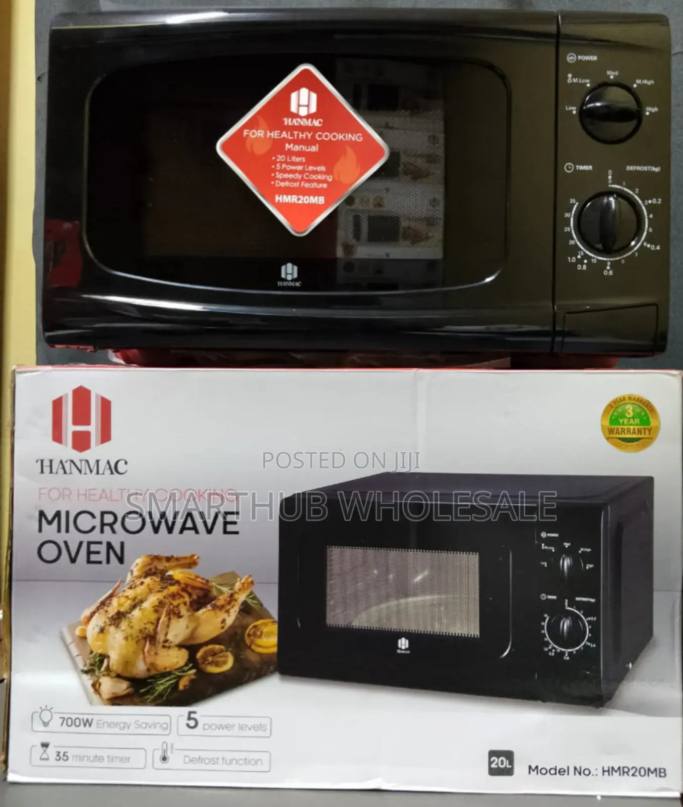 Hanmac 20l Manual Black Microwave (3 Years Warranty)