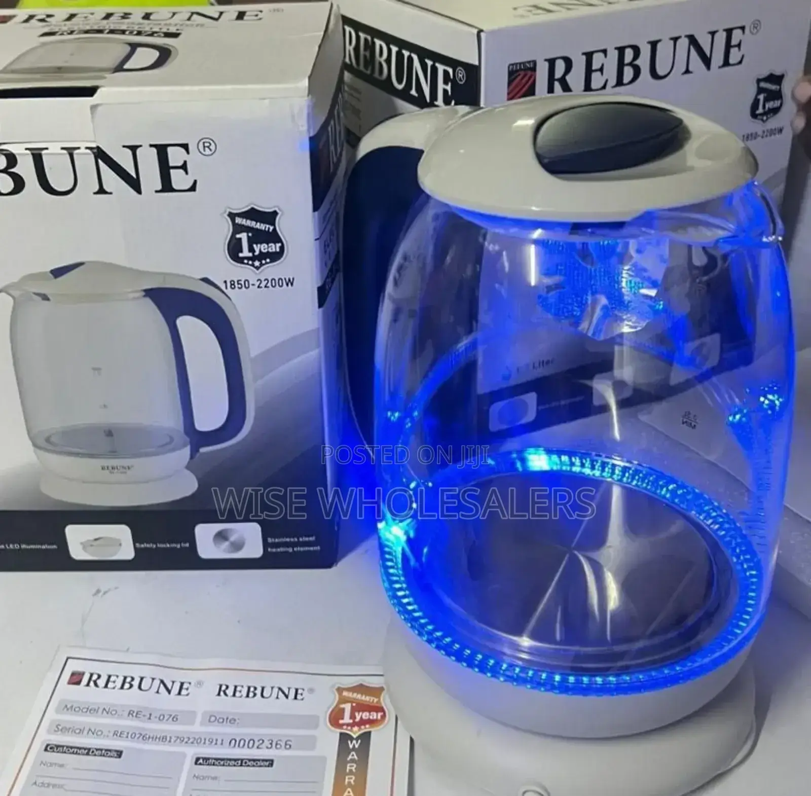 *Rebune 1.7ltrs Glass Kettle...