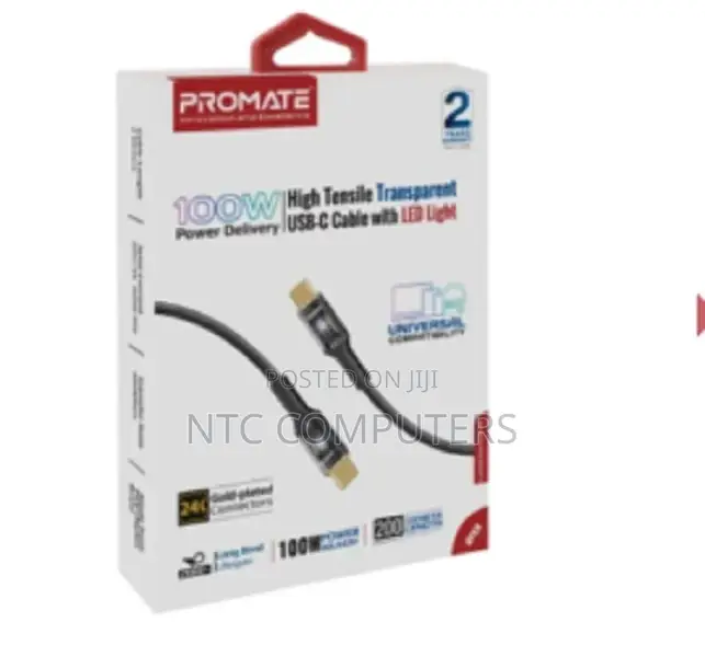 Promate 100w Power Delivery Ultra-Fast Usb-C Cable With Tran