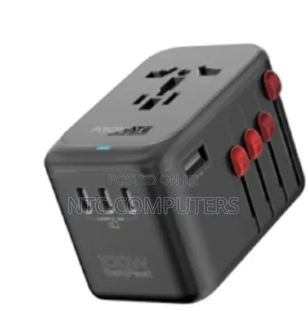 Promate 100w Gan Travel Adapter W/ 4 Usb-C 1 Usb-a Outp