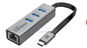 Promate Usb-C Hub With 3 Usb 3.0 Ports 1000mbps Lan Port