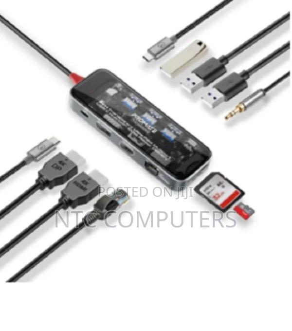 Promate 11-in-1 Transparent Ultra-Fast Multi-Port Usb-C Hub