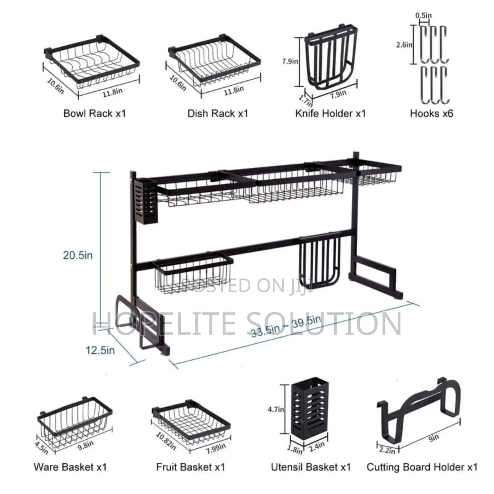 Rust Proof Heavy Duty Metallic Over the Sink Rack