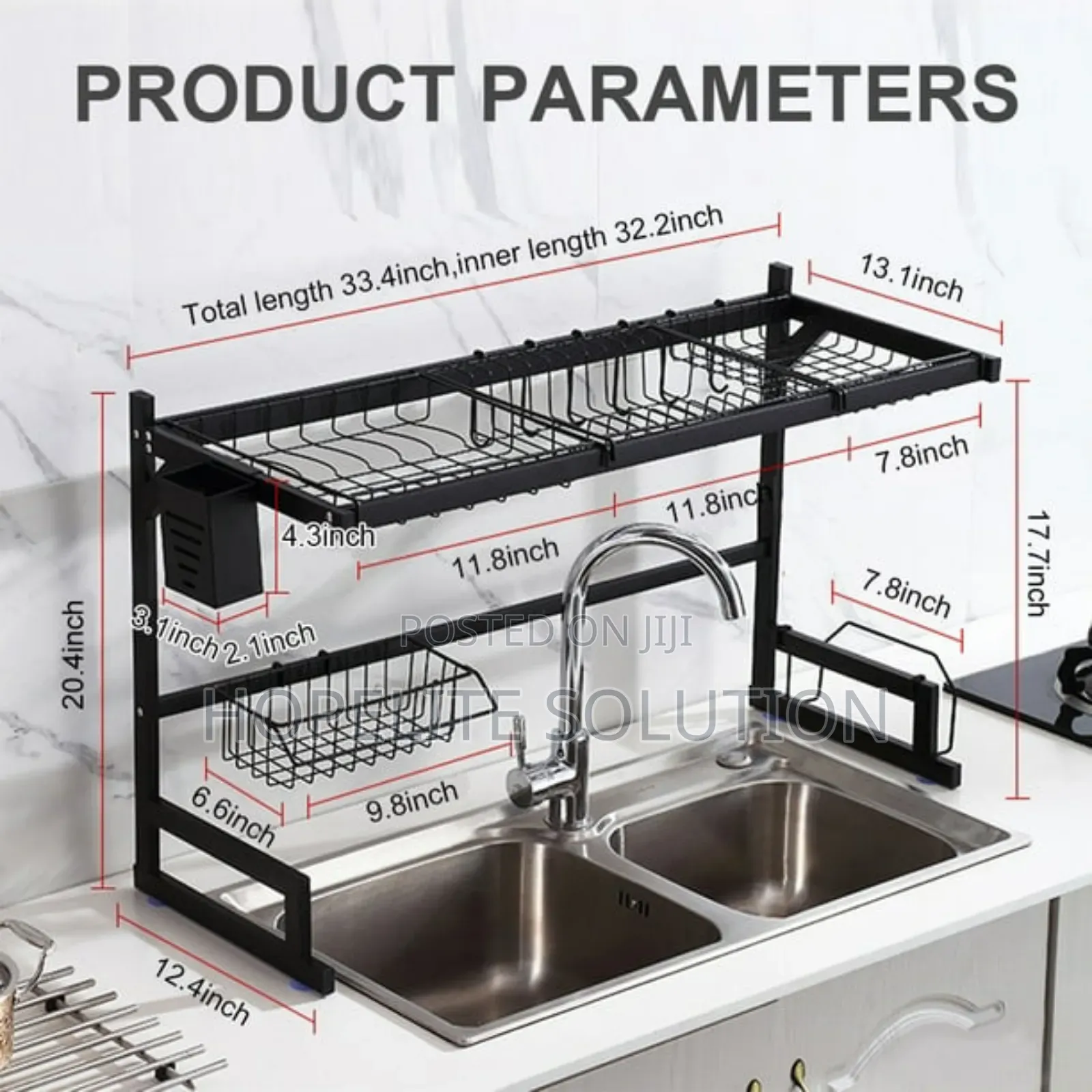 Rust Proof Heavy Duty Metallic Over the Sink Rack