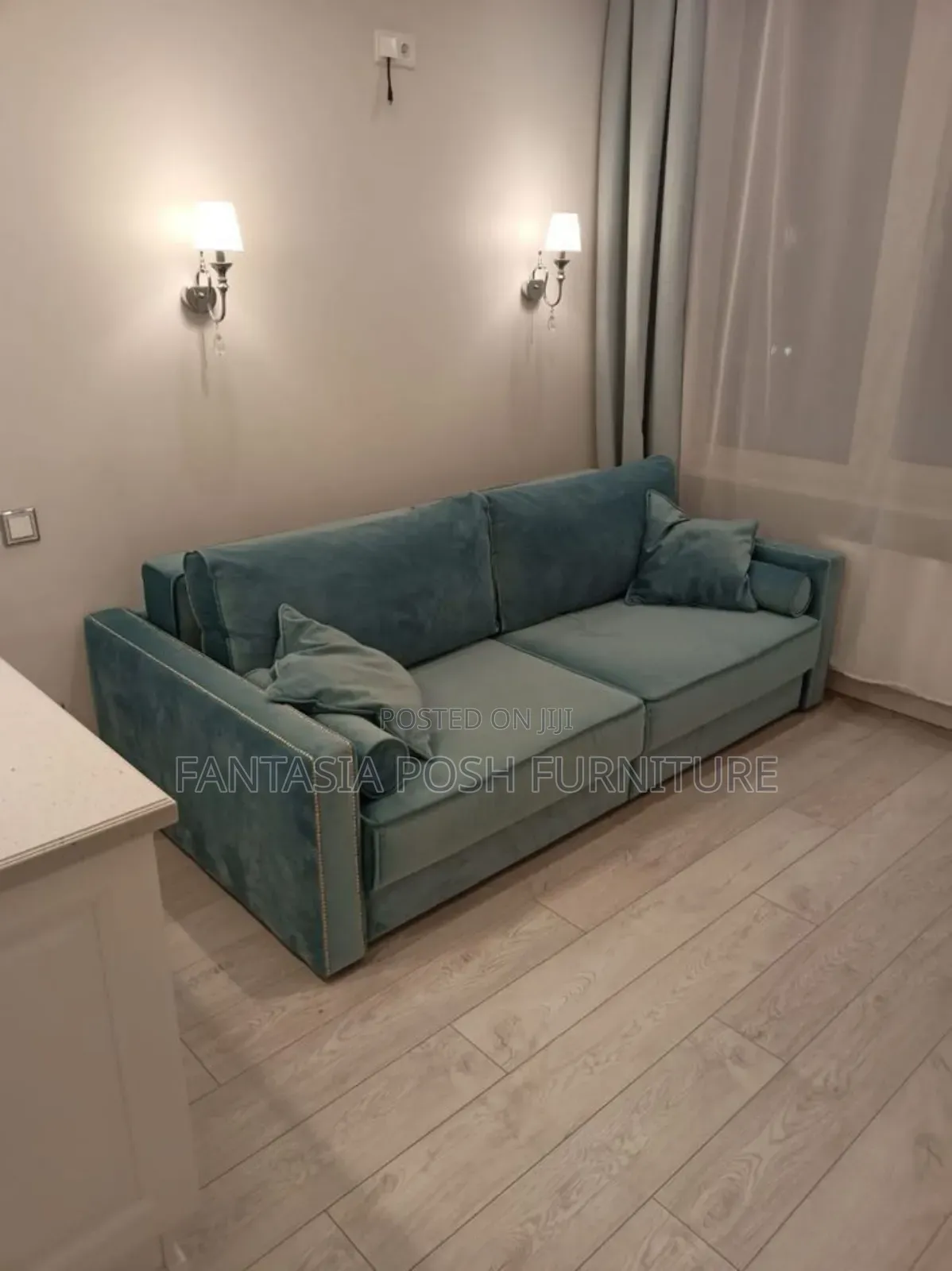 Vita Teal Velvet 3 Seater Sofa.